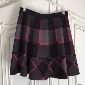 Olivia & Grace black grey red plaid flip skirt L Valentines Day